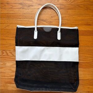 Mesh Black and White Tote Bag